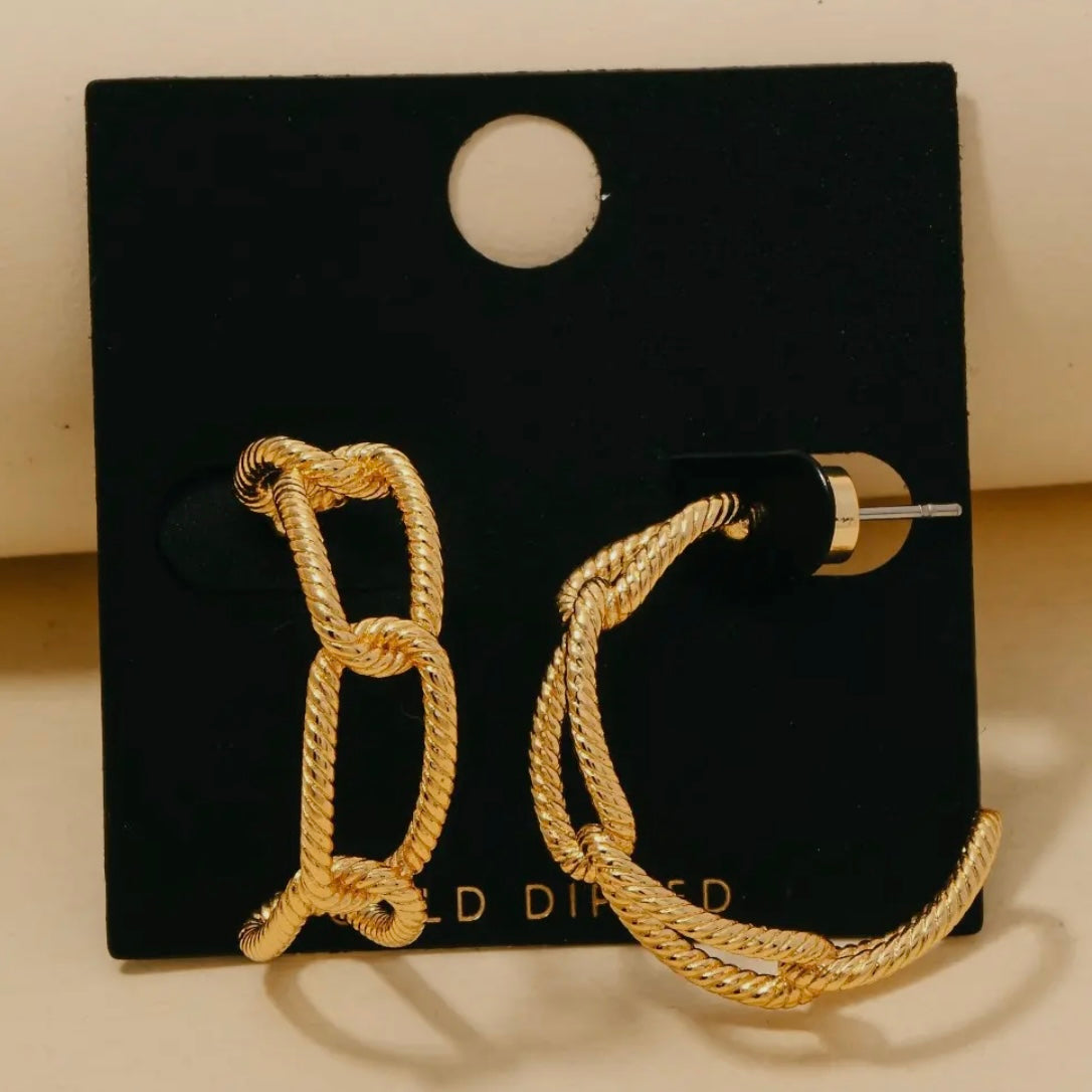 Textured Chain Hoop Earrings