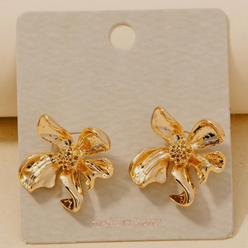 Metallic Flower Studs