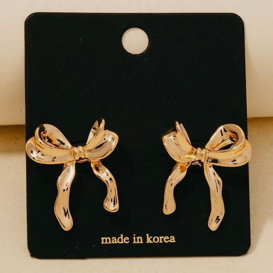 Ruffled Bow Studs