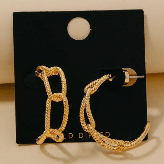 Textured Chain Hoop Earrings