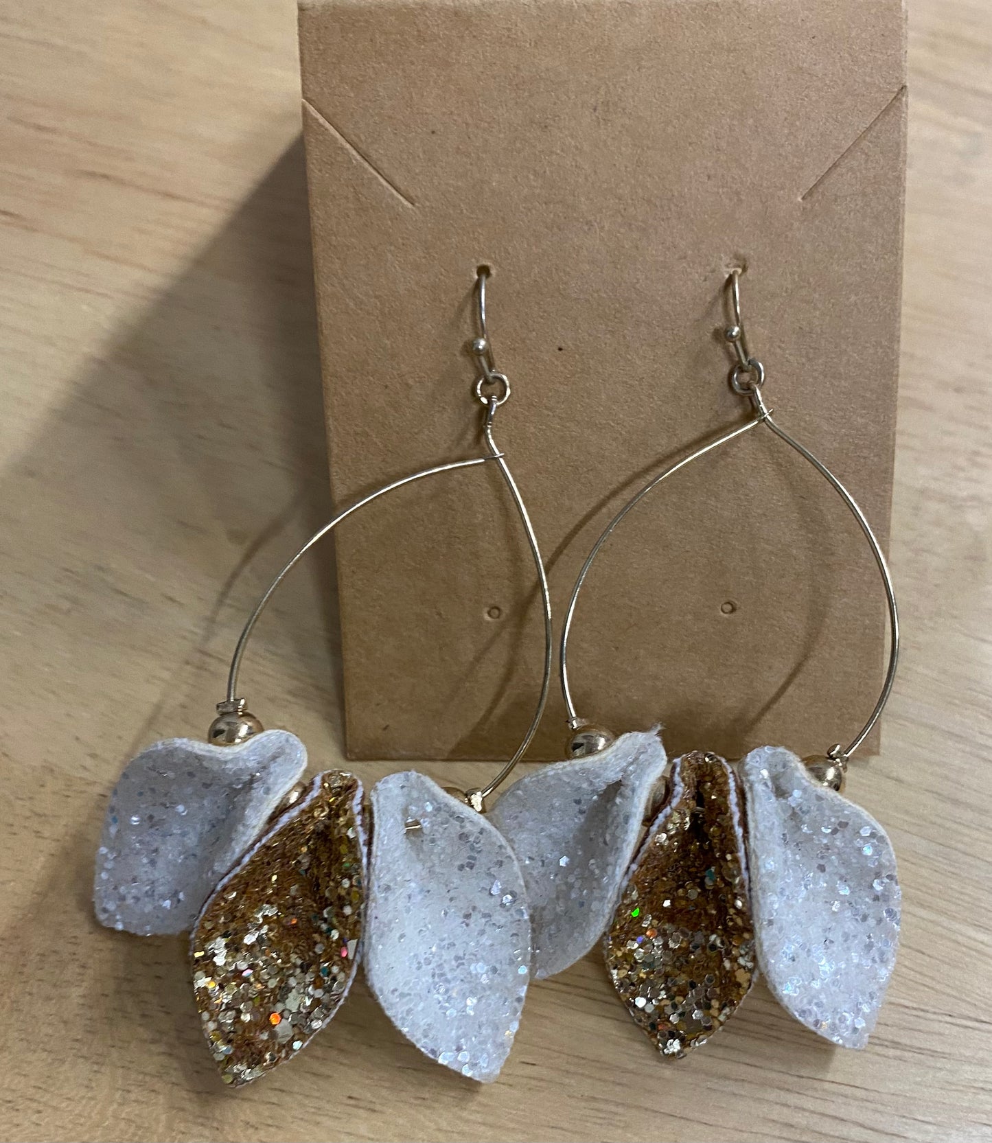 Glitter leaf earrings