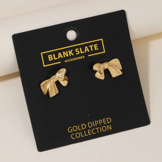 Textured Ribbon Bow Studs