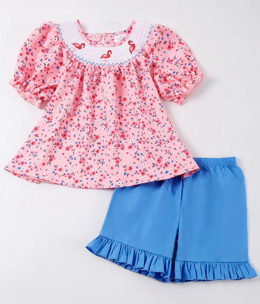 Flamingo Smocked Set