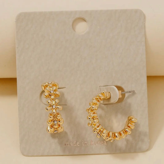 Gold Flower Hoops