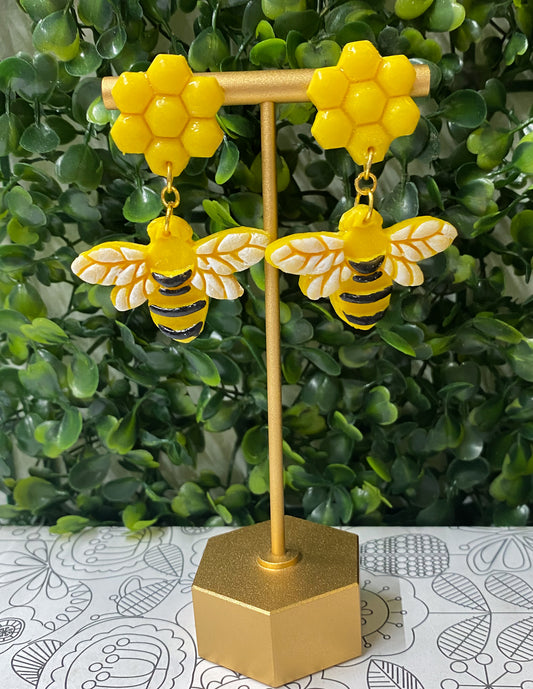 Flower Comb Bee Earrings