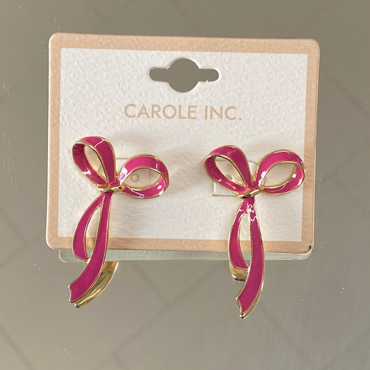 Pink Bow Earrings