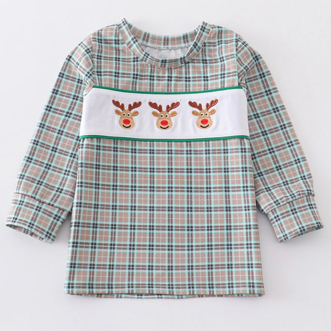 Plaid Reindeer Top