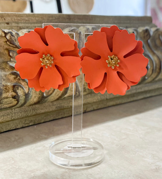 Salmon Flower Earrings