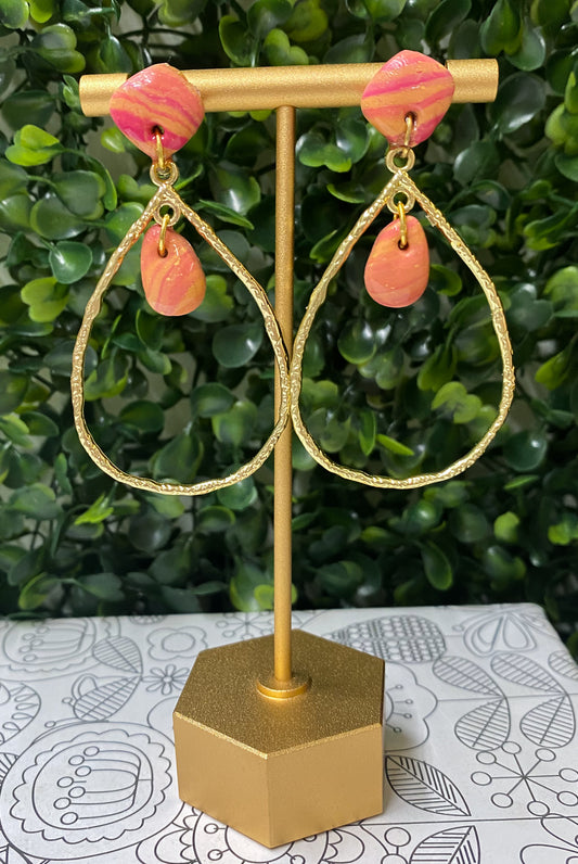 Peach Pear Drop Earrings